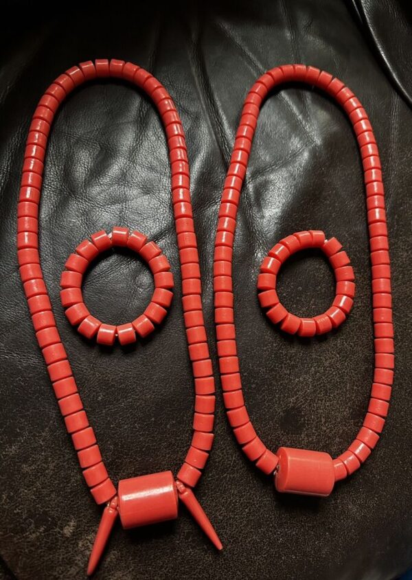 Traditional Igbo Edo Traditional wedding Coral Orange Beads Necklace & Bracelet